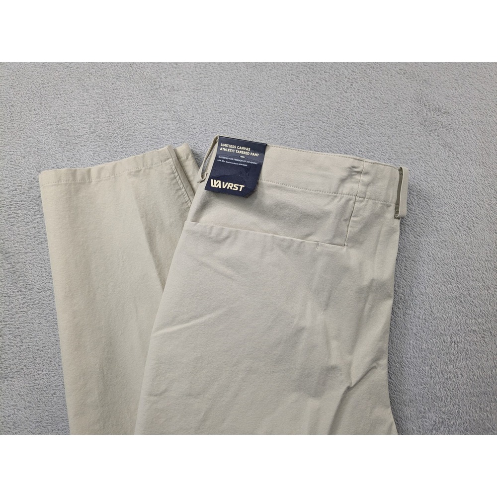 VRST Mens W34 L34 Limitless Canvas Athletic Taper Fit Khaki Sand Chino Pants